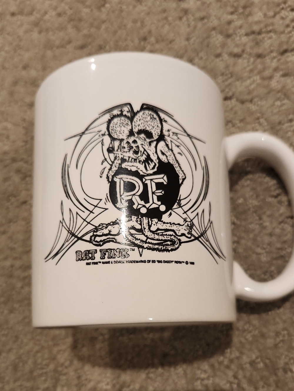 NEW Rat Fink RF Logo White Ceramic Mug